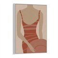 Obraz w ramie 80x120 - Kobiece Retro - minimalistyczny boho plakat, retro kobieta w stroju kąpielowym - rama biała