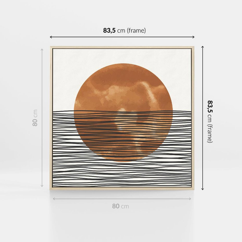 Obraz w ramie 80x80 - Okrąg Mocy - boho obraz, geometria - rama drewno