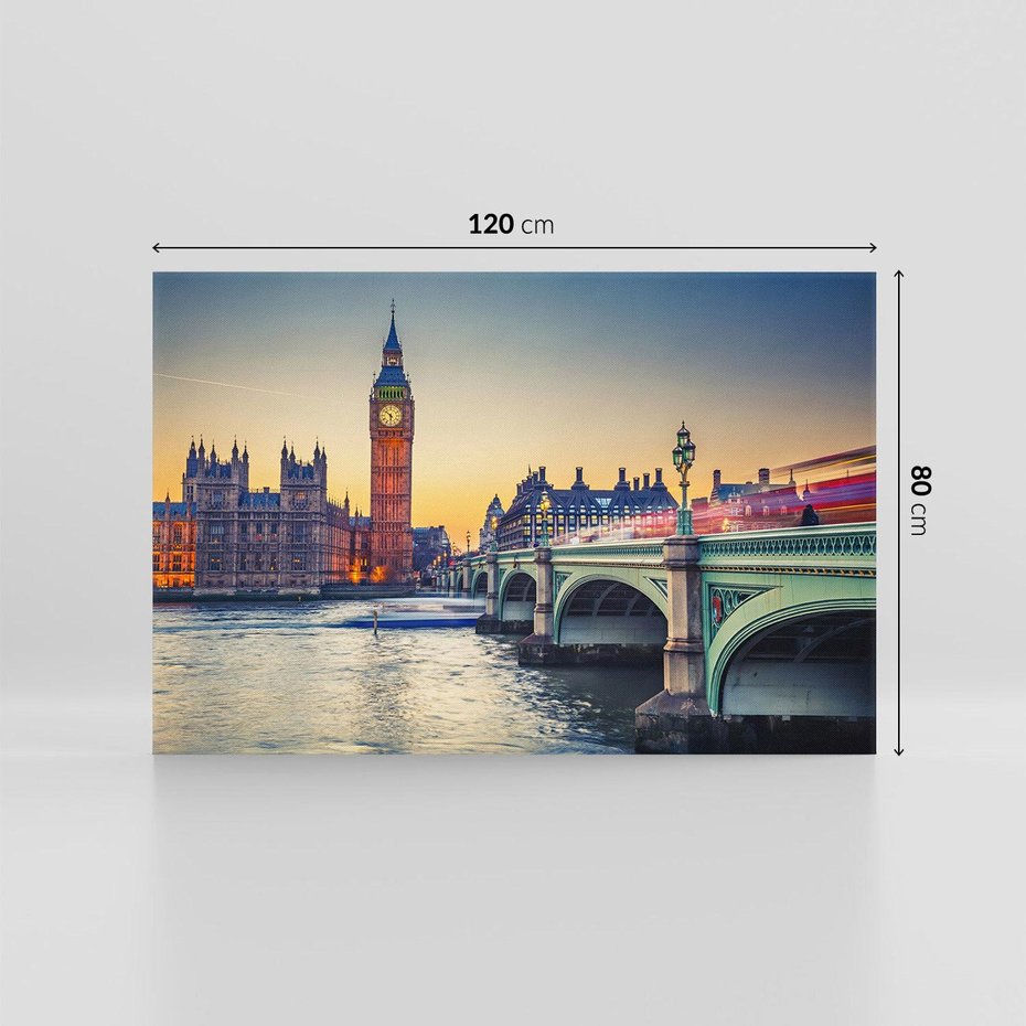 Obraz na płótnie 120x80 - Magiczny Londyn: Tamiza i Big Ben - Londyn, Tamiza