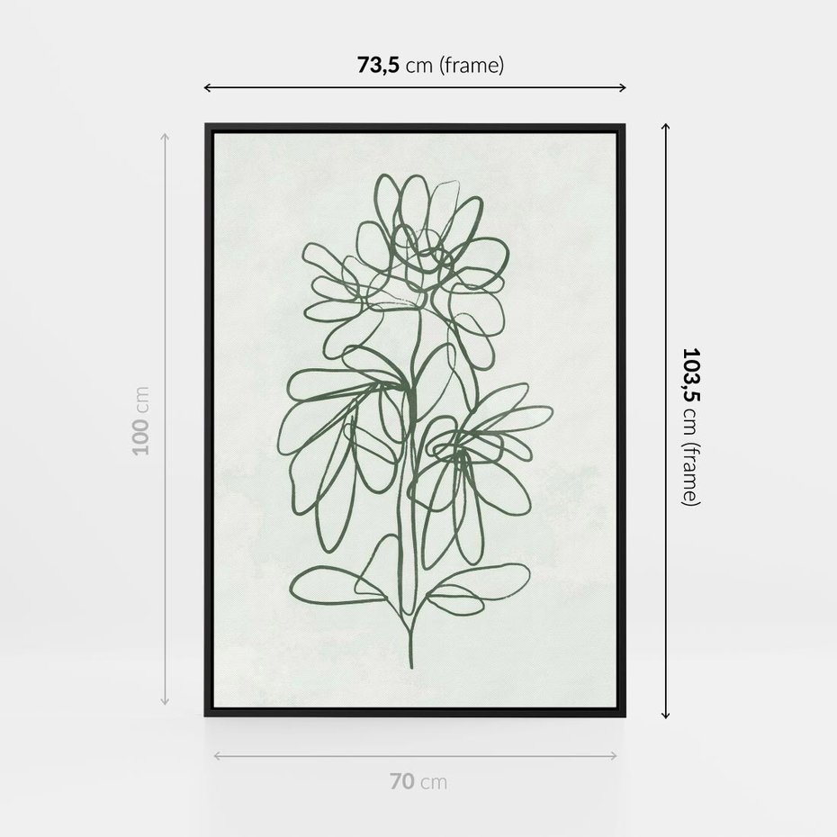 Obraz w ramie 70x100 - Spokojne Poddanie Naturze - zielony plakat, roślinne inspiracje - rama czarna