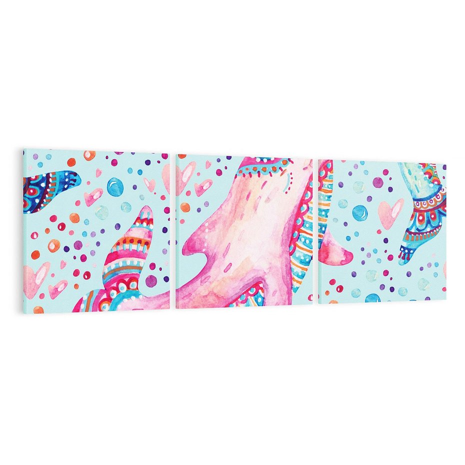 Obraz na płótnie 150x50 - Lekkość W Ruchu - delfin, akwarela