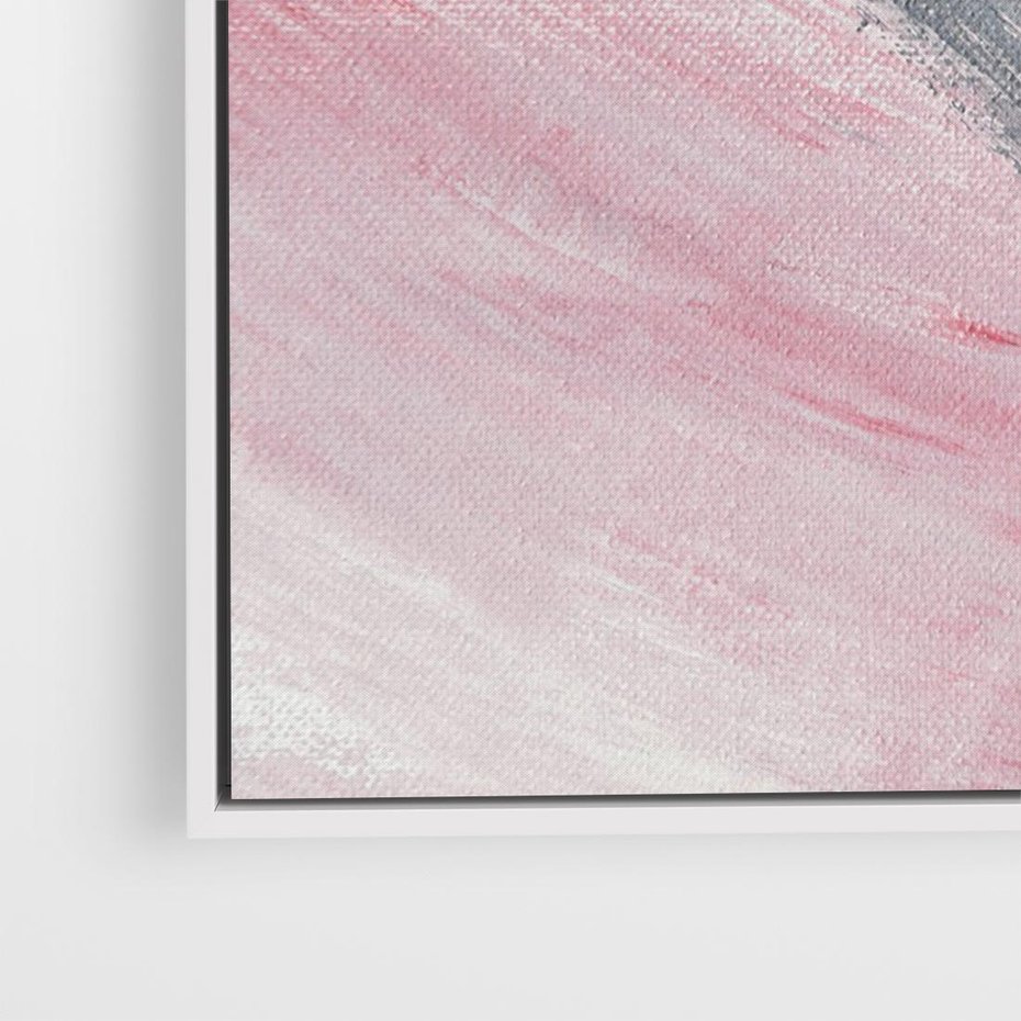 Obraz w ramie 120x80 - Kontrastujący Ruch Emocji - abstrakcyjne pasy farby, kolory róż szary czarny - rama biała