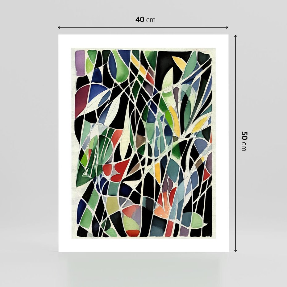 Plakat bez ramy 40x50 - Taniec Plam i Kształtów - abstrakcyjny akwarelowy obraz, plamy