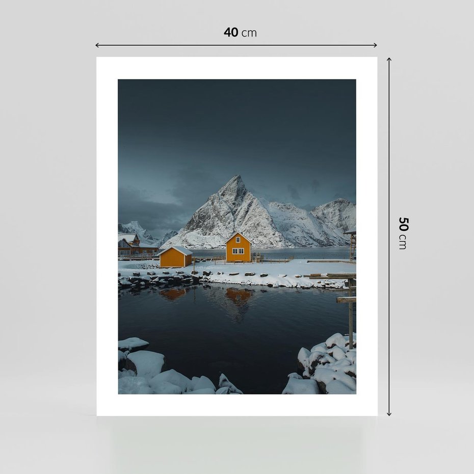 Plakat bez ramy 40x50 - Minimalizm i Urok Natury - skandynawskie, domki