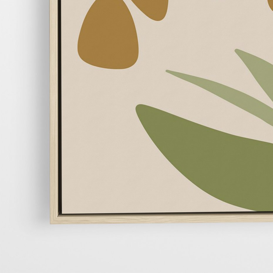 Obraz w ramie 80x120 - Minimalizm z Roślinami - nowoczesny plakat, roślinność - rama drewno