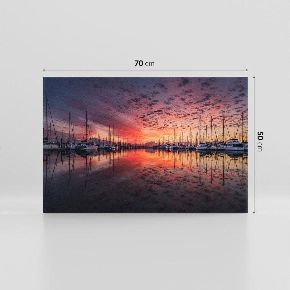 Obraz na płótnie 70x50 - Morze, fale i skały - zachód słońca,