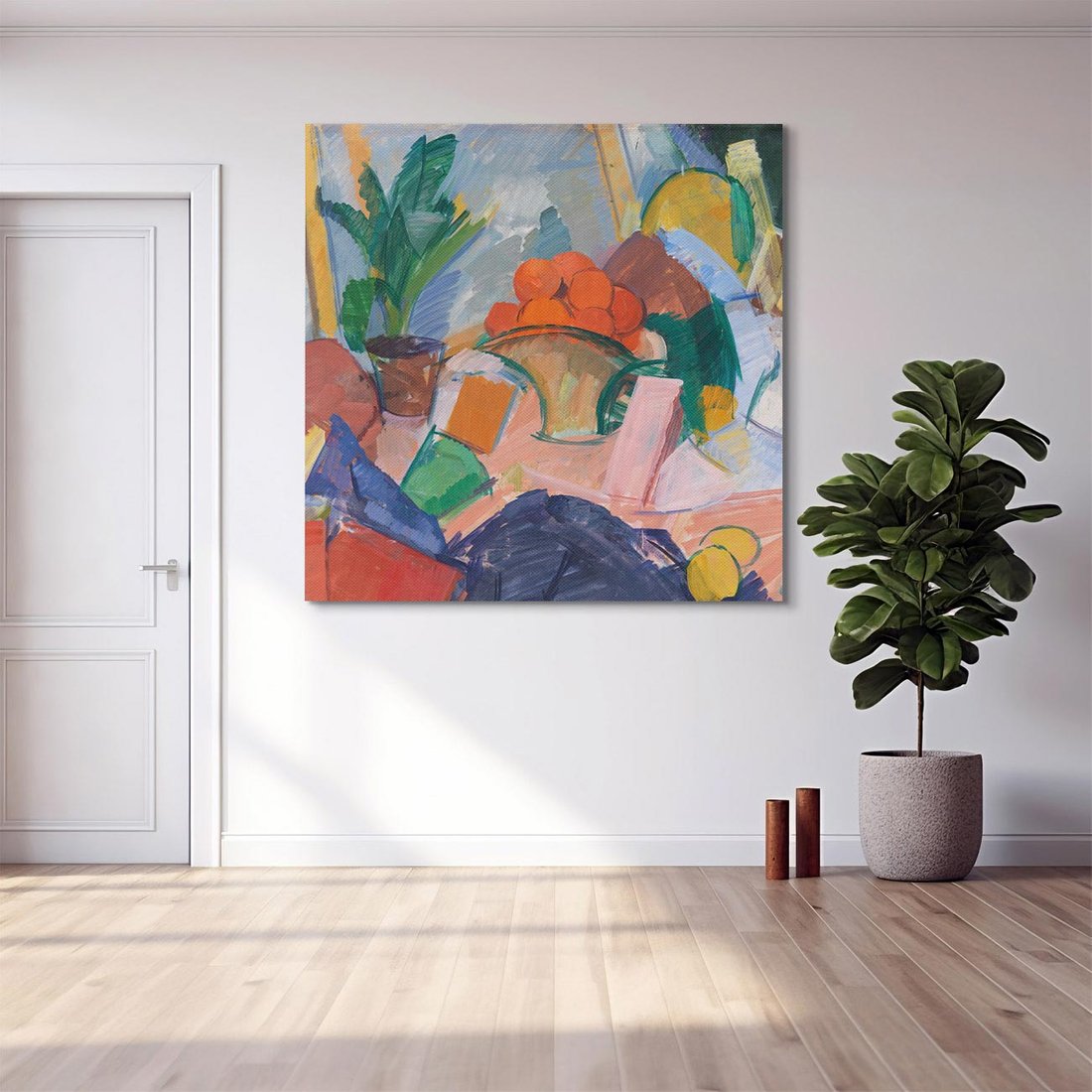 Obraz na płótnie 40x40 - "Martwa natura z pomarańczami w koszyku" Edvard Weie - Reprodukcja - reprodukcja, obraz na płótnie