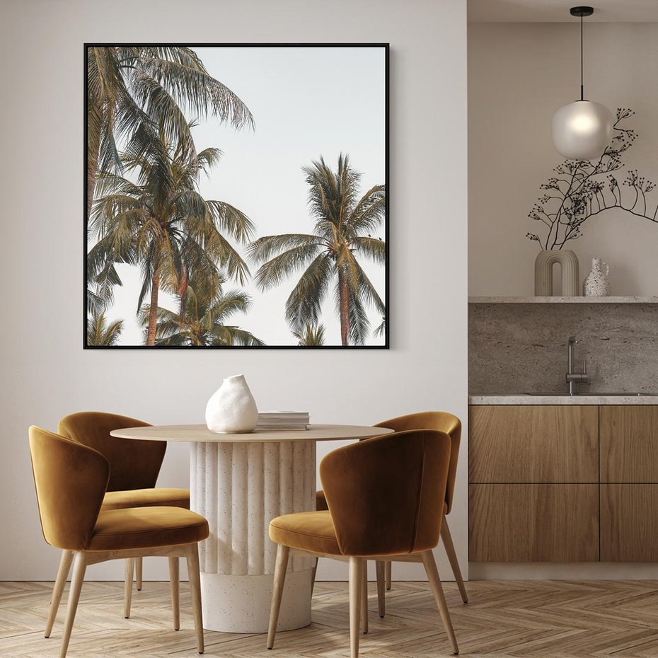 Obraz w ramie 50x50 - Palmy - tęsknota za Hawajami - palmy, Hawaje - rama czarna