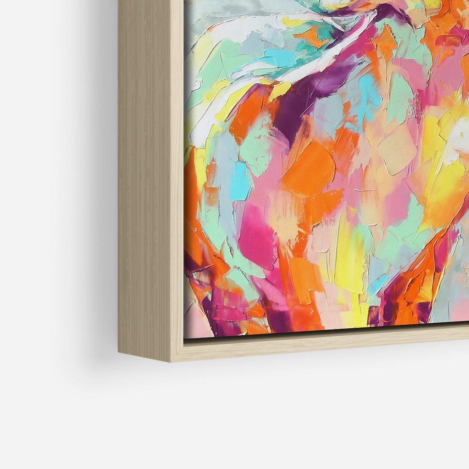 Obraz w ramie 50x50 - Impresje snów malarza - kolorowy olejny obraz, jeleń ryczący na rykowisku - rama drewno