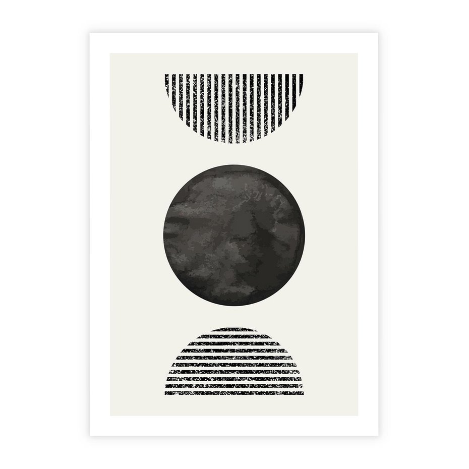 Plakat bez ramy 21x30 - Tajemnicza Kompozycja - abstrakcyjne czarno białe formy, minimalizm