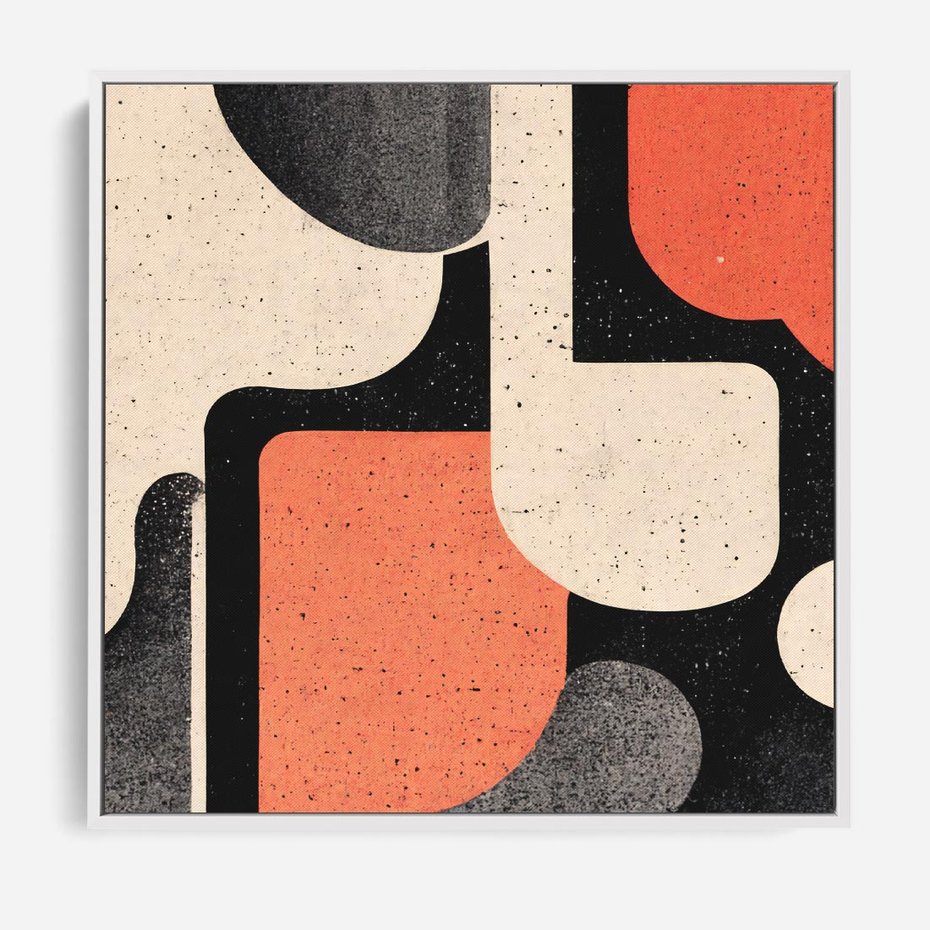 Obraz w ramie 80x80 - Loftowa Harmonia - abstrakcja, styl loftowy - rama biała