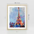 Plakat w ramie 40x50 - Paryska Wieża - olejny abstrakcyjny obraz, wieża eiffla - rama drewno