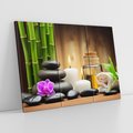 Obraz na płótnie 120x80 - Spokojny zakątek SPA z bambusem i kamieniami - bambus, kamienie