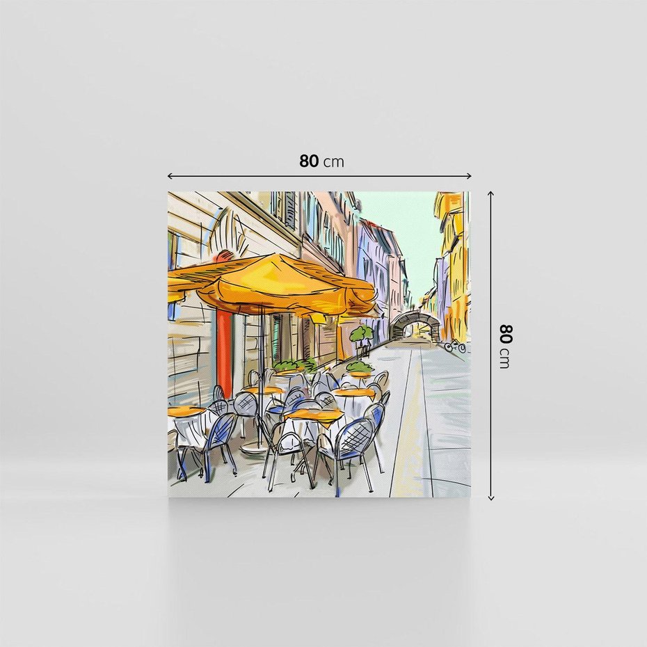 Obraz na płótnie 80x80 - Kawiarenkowy Szkic - malowany, szkic