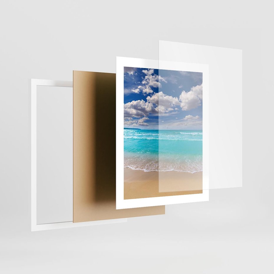 Plakat w ramie 40x50 - Idylliczna plaża nad morzem - plaża, morze - rama biała