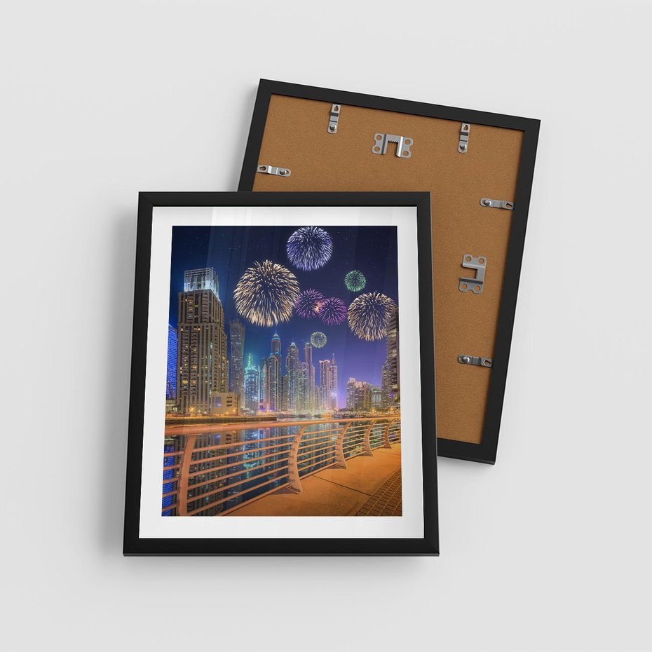 Plakat w ramie 40x50 - Fajerwerki Nowego Roku - nowy rok, fajerwerki - rama czarna