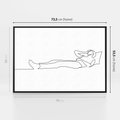 Obraz w ramie 70x50 - Postać na Łóżku - one line art, szkic - rama czarna