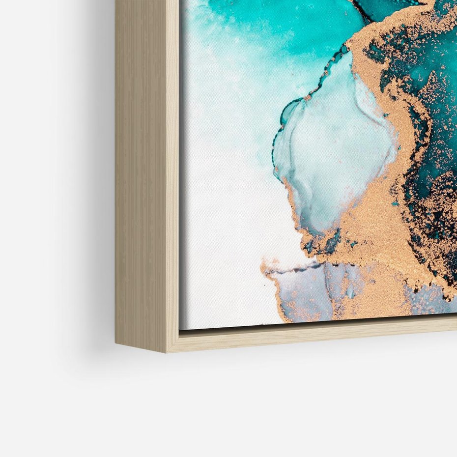 Obraz w ramie 50x50 - Elegancja i Subtelność - marmur, złoto - rama drewno