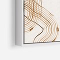 Obraz w ramie 80x80 - Ścieżki pędzla i myśli - minimalistyczna kompozycja, abstrakcyjne brązowe linie na białym tle - rama biała