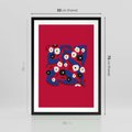 Plakat w ramie 50x70 - Kolorowe Przenikanie - abstrakcyjna kwiatowa kompozycja, czerwone mocne tło - rama czarna