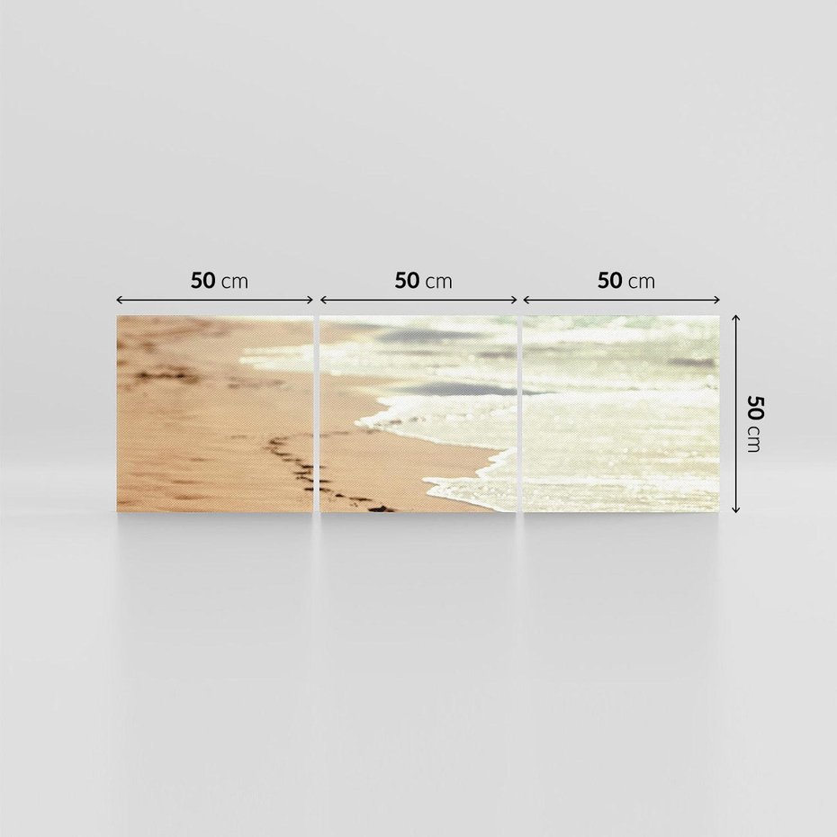 Obraz na płótnie 150x50 - Ślady stóp na plaży - plaża, ślady