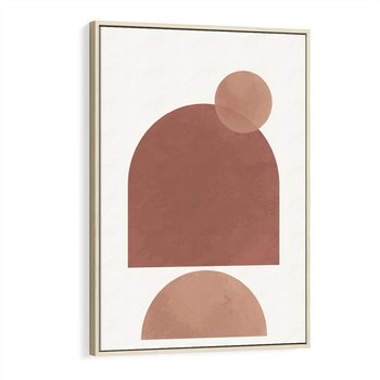 Obraz w ramie 80x120 - Rozkwitające Odbicia - abstrakcyjne geometryczne kształty, odcienie brązu i beżu - rama drewno