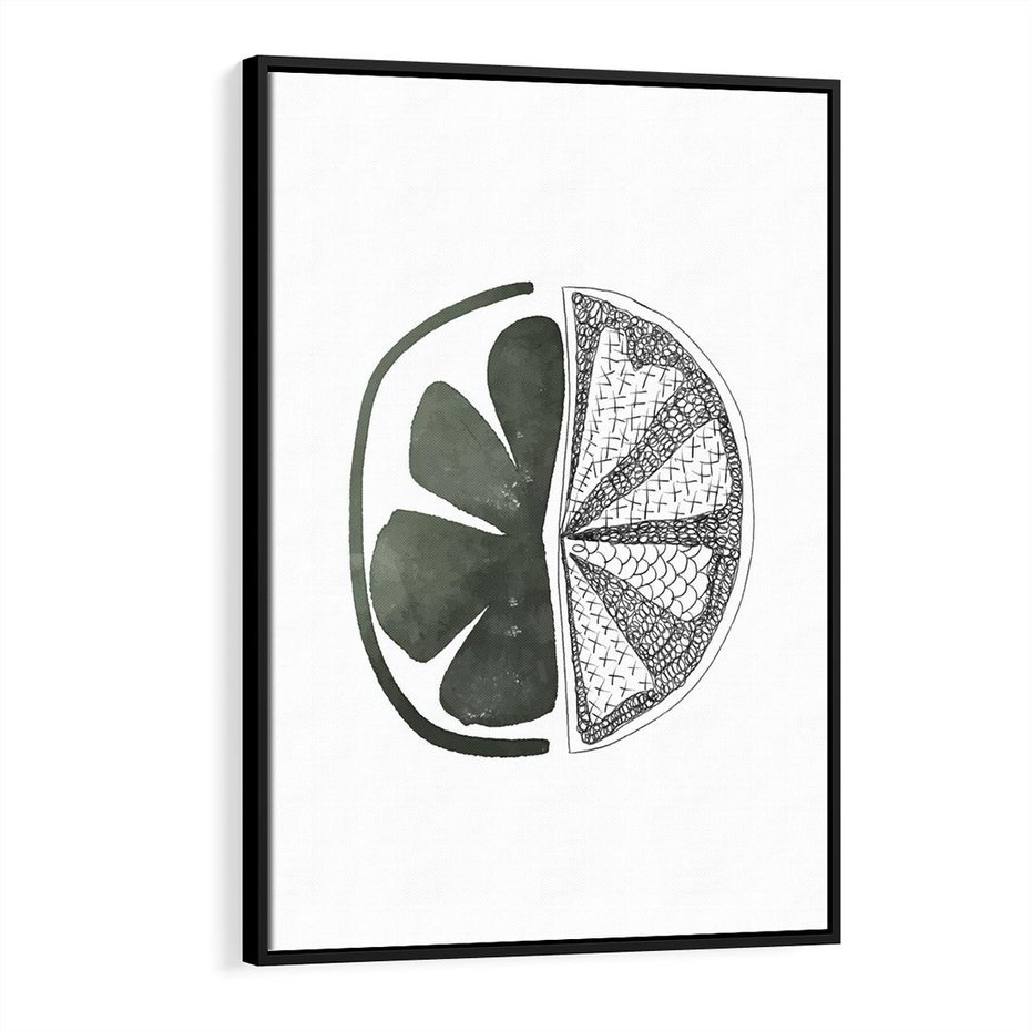 Obraz w ramie 70x100 - Cytrynowe Echo - minimalistyczny plakat, cytryna - rama czarna