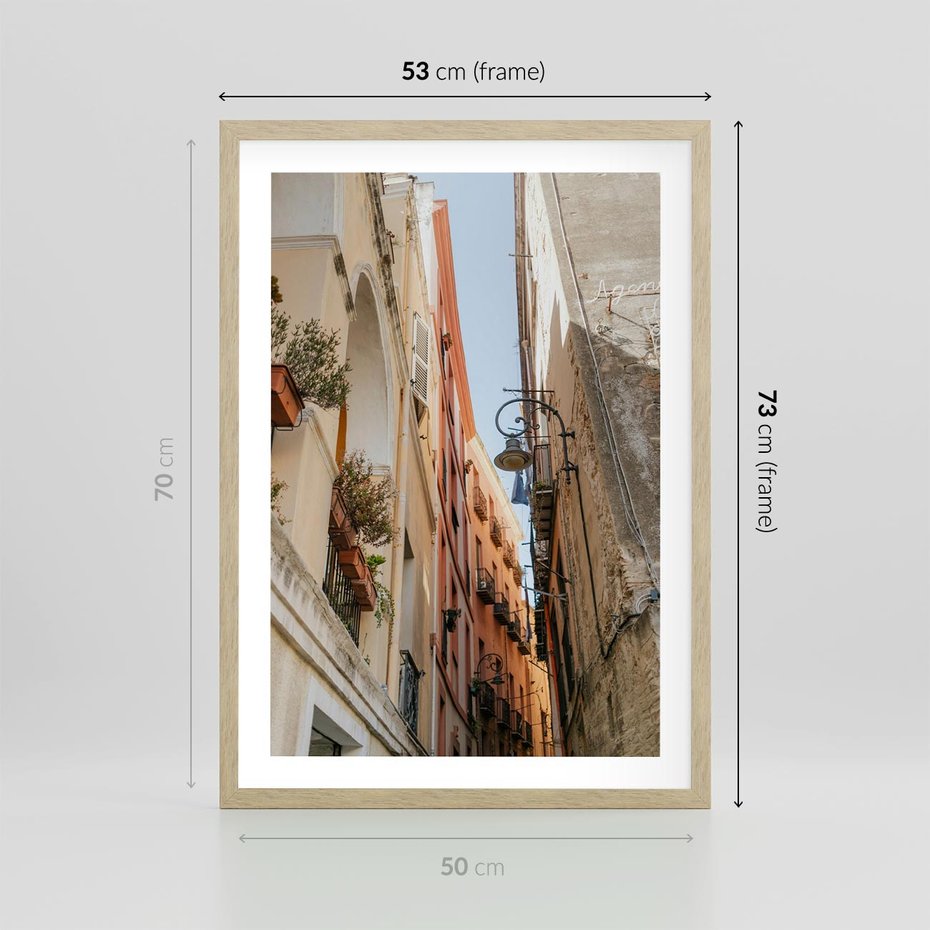 Plakat w ramie 50x70 - Włoskie uroki - włoskie, uliczki - rama drewno