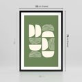 Plakat w ramie 50x70 - Migotliwe Formy - geometryczne boho kształty na brązowym, oliwkowym tle - rama czarna