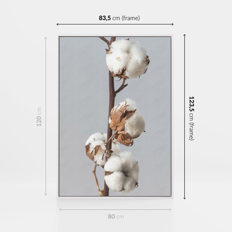 Obraz w ramie 80x120 - Bawełniana boho miękkość - bawełna, boho - rama biała