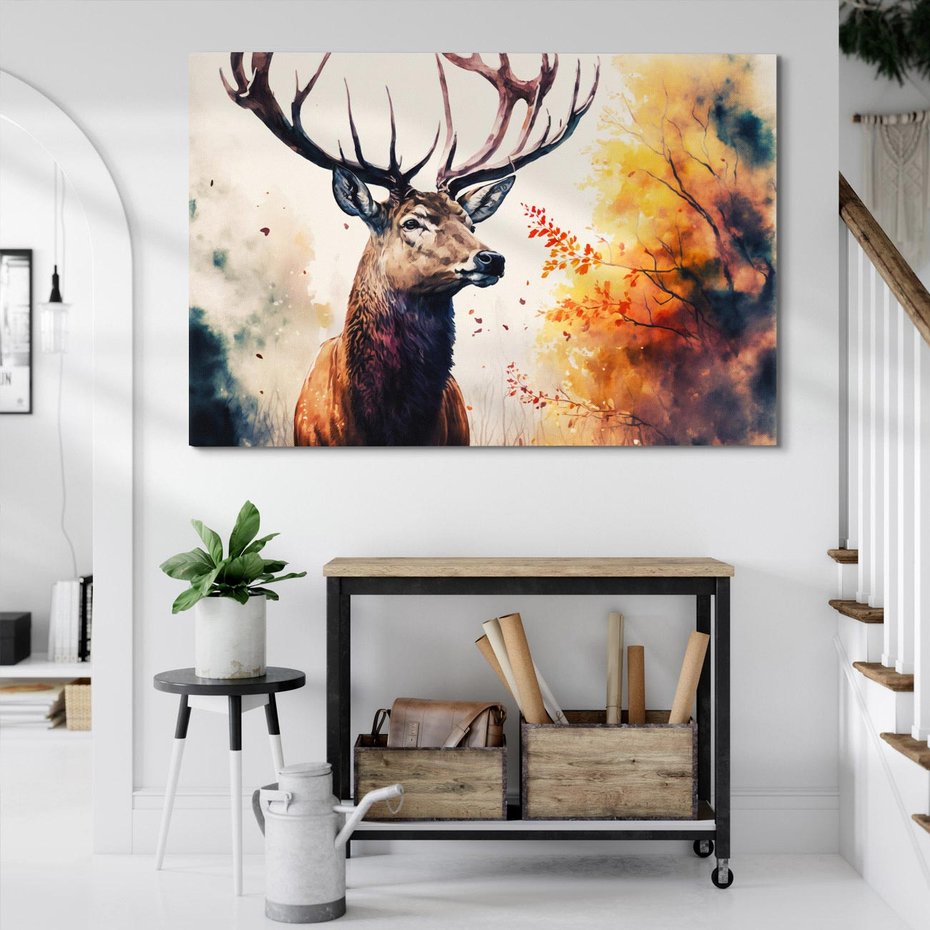 Obraz na płótnie 70x50 - Jesienny Monarcha Lasu - grafika komputerowa, na podstawie obrazu