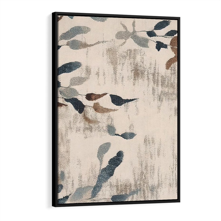 Obraz w ramie 70x100 - Refleksje liściowych barw - abstrakcyjne kształty, przypominają liście - rama czarna