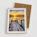 Plakat w ramie 50x70 - Zachód nad jeziorem z pomostem - pomost, jezioro - rama drewno