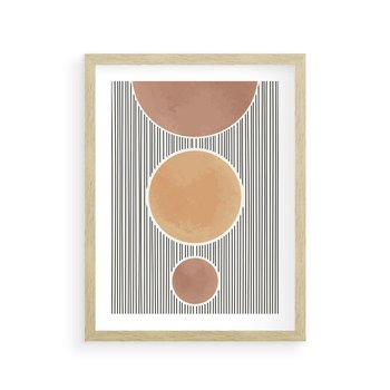 Plakat w ramie 40x50 - Taniec Linii - abstrakcyjna nowoczesna sztuka, koła okręgi - rama drewno