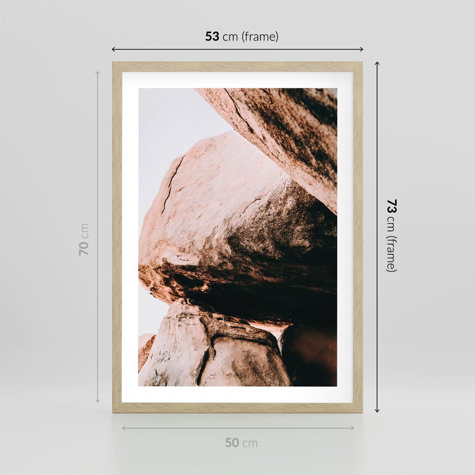 Plakat w ramie 50x70 - Tekstura Brązu - skały, głazy - rama drewno
