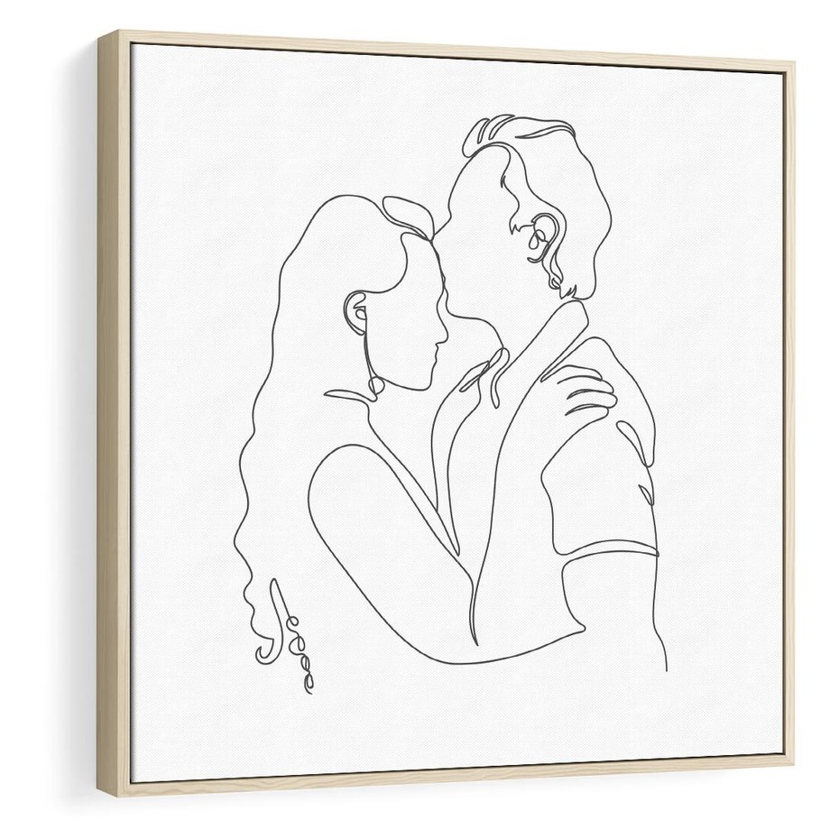 Obraz w ramie 50x50 - Wewnętrzne Emocje - para zakochanych, kobieta i mężczyzna - rama drewno