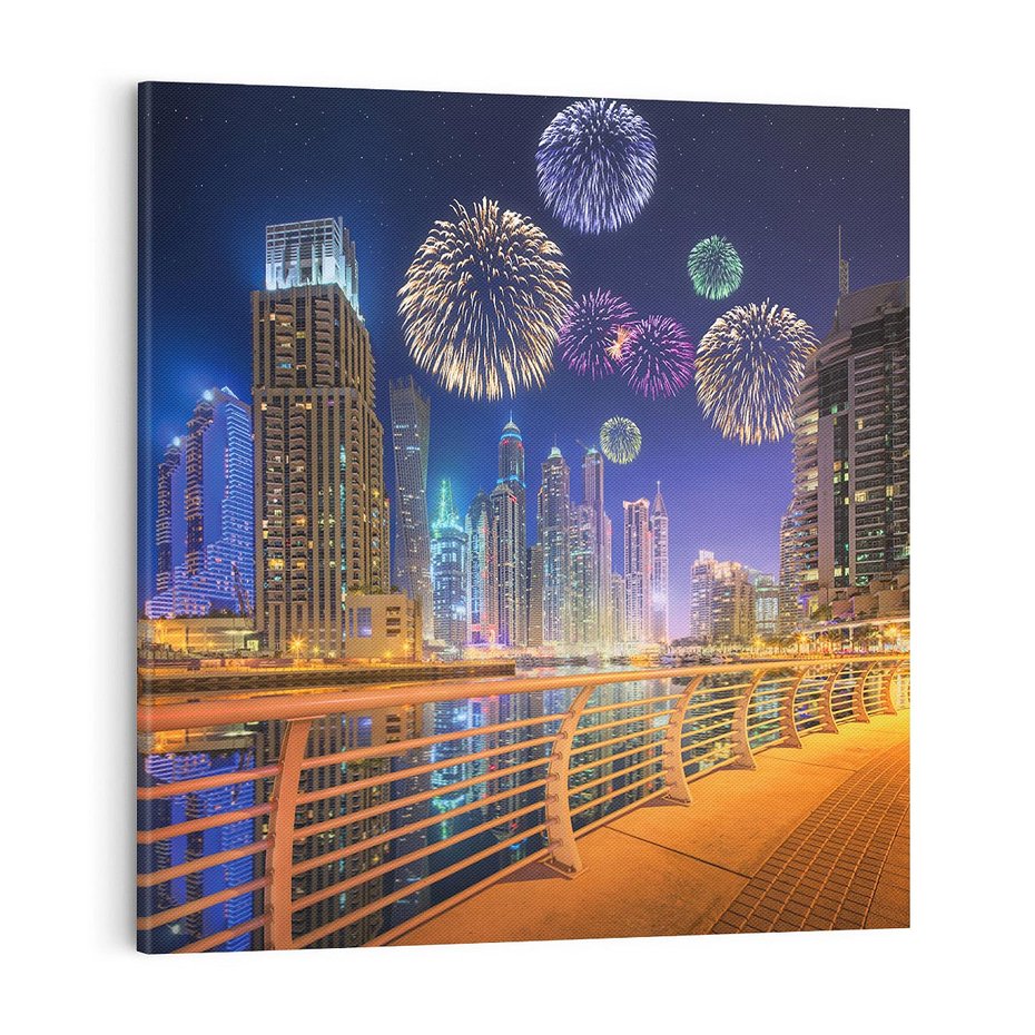 Obraz na płótnie 70x70 - Fajerwerki Nowego Roku - nowy rok, fajerwerki