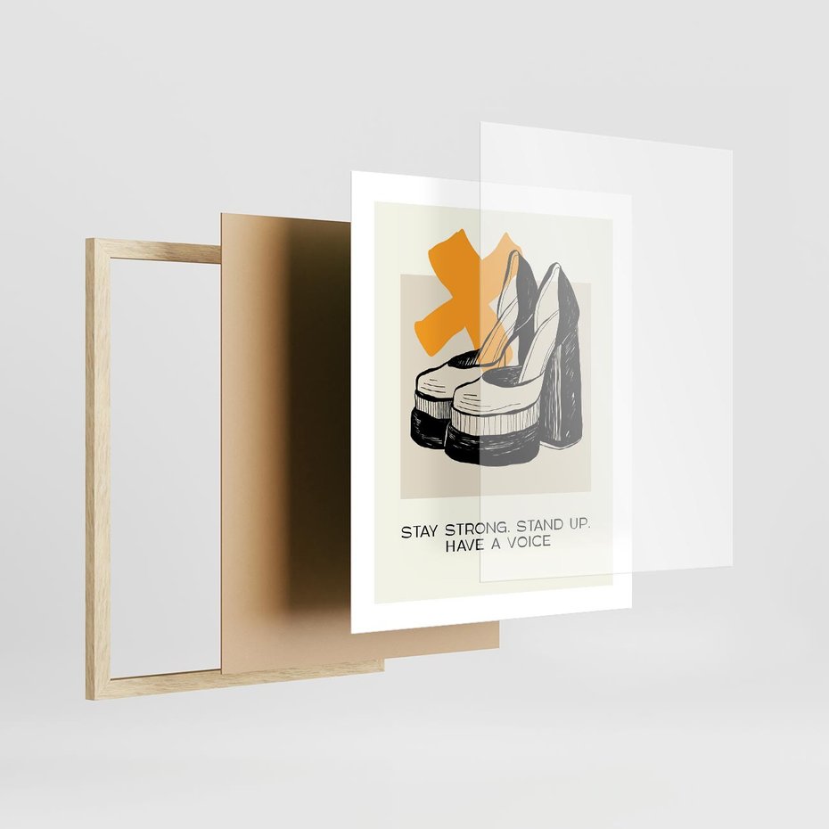 Plakat w ramie 40x50 - Kobiece Obcasy - plakat, minimalizm - rama drewno