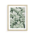 Plakat w ramie 30x40 - Liście w Jasnych Odcieniach Zielonego - liście, jasna zieleń fotografia - rama drewno