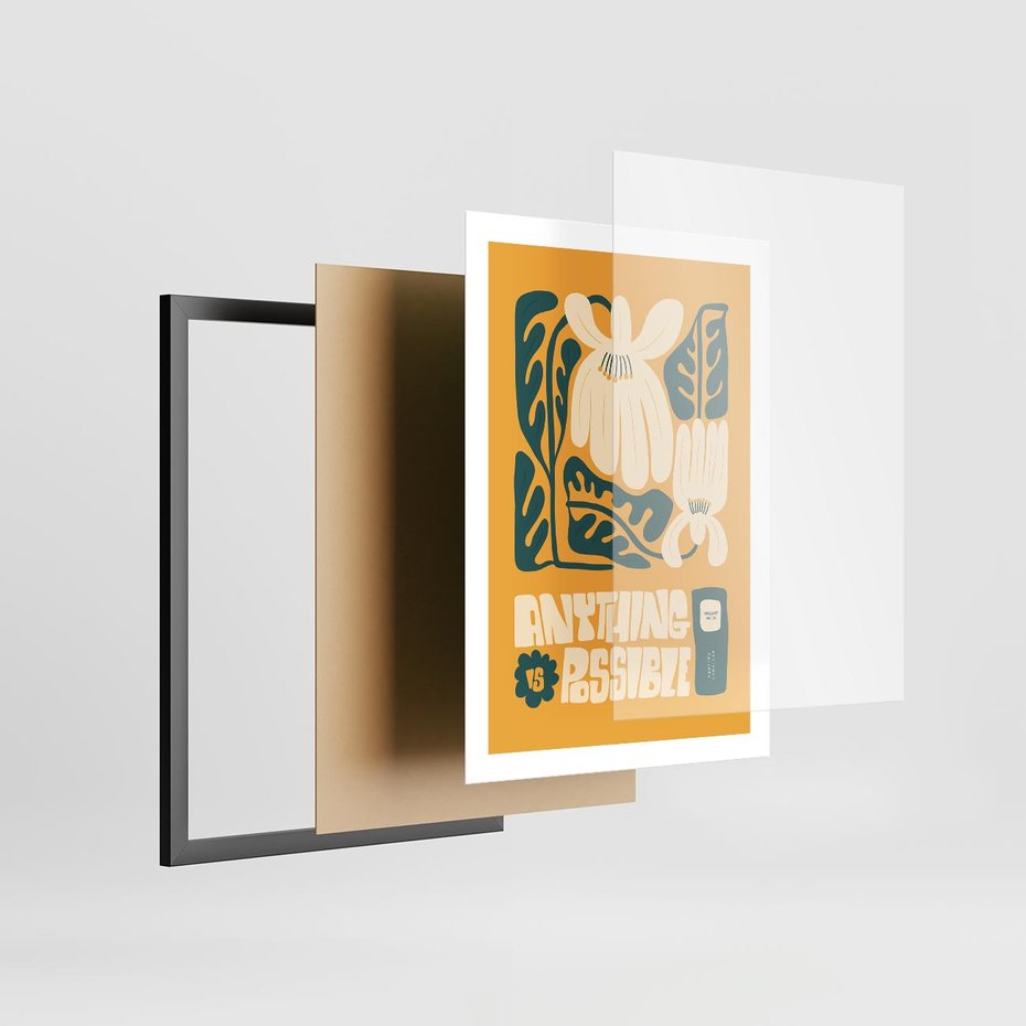 Plakat w ramie 50x70 - Impulsy Harmonii - kwiaty, nowoczesny plakat - rama czarna