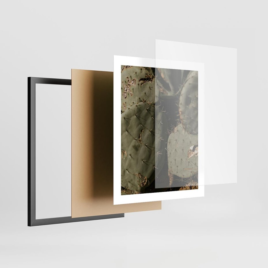 Plakat w ramie 40x50 - Urok Egzotyki - kaktusy, boho - rama czarna