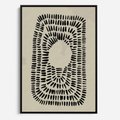 Obraz w ramie 70x100 - Zaklęte Wnętrza - boho plakat, czarne kropki kreski - rama czarna
