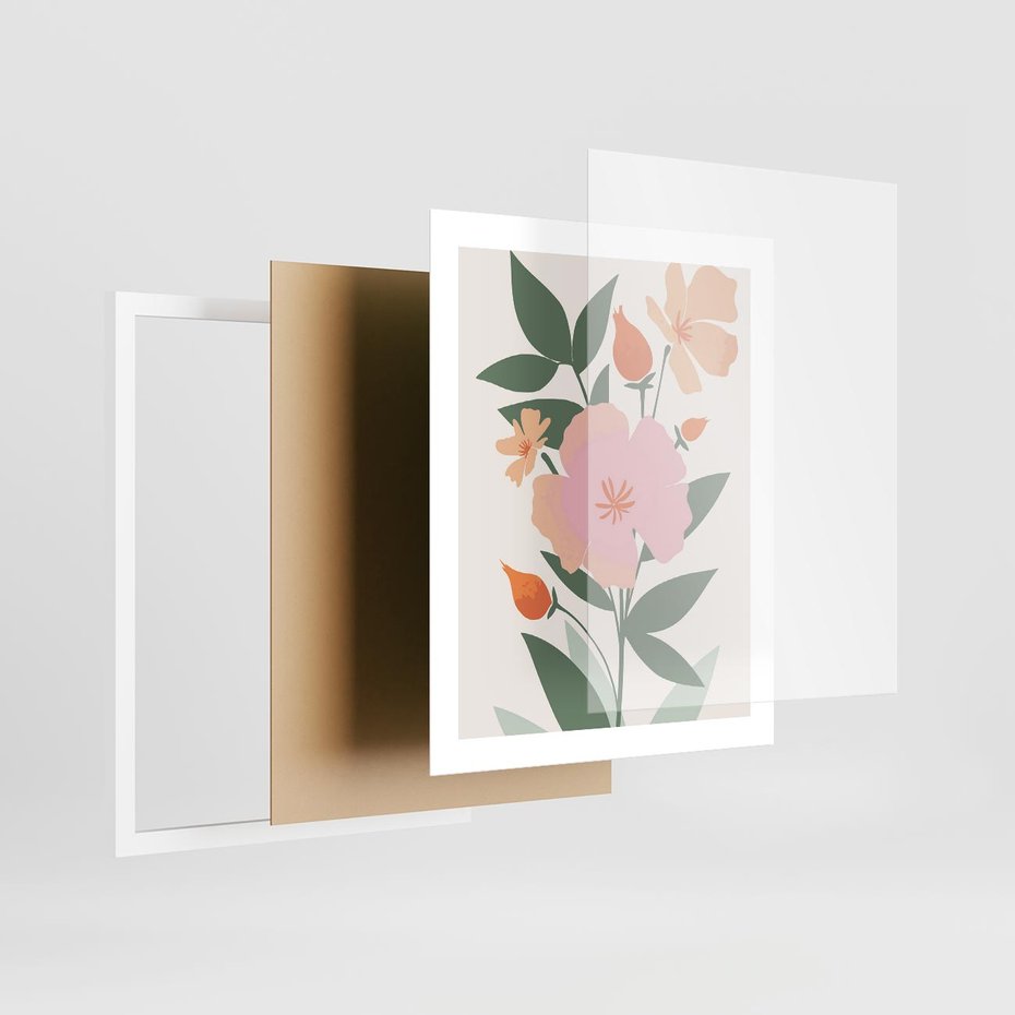 Plakat w ramie 40x50 - Kwiatowe Nastroje - kwiat, sztuka nowoczesna - rama biała