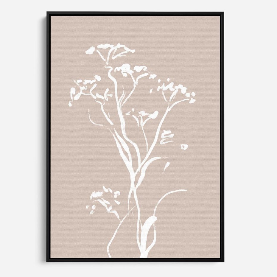 Obraz w ramie 70x100 - Harmonijne Mini Boho - minimalistyczny delikatny obraz, beżowe odcienie - rama czarna