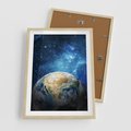 Plakat w ramie 50x70 - Kosmiczne Horyzonty - Ziemia, kosmos - rama drewno