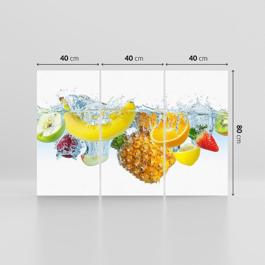 Obraz na płótnie 120x80 - Owoce w tropikalnym klimacie - owoce, woda