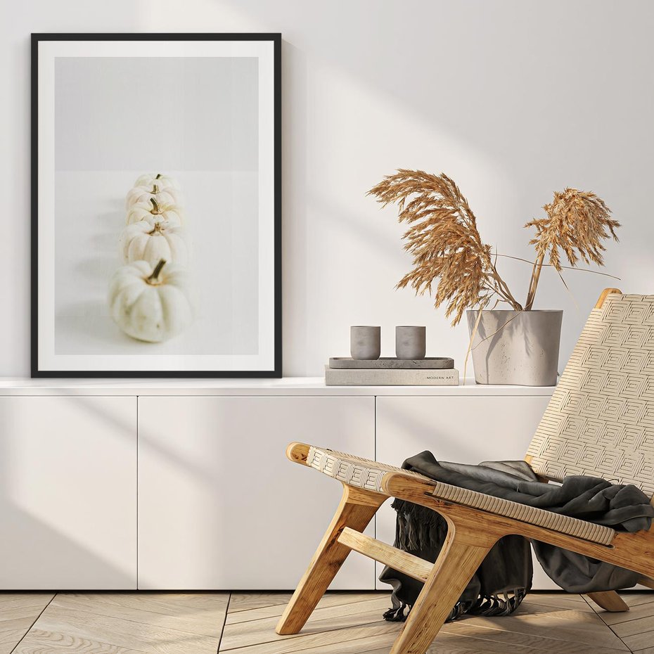 Plakat bez ramy 40x50 - Białe Dynie - białe dynie, jesień