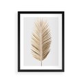 Plakat w ramie 30x40 - Złoty blask palmowego liścia - złota, palma - rama czarna