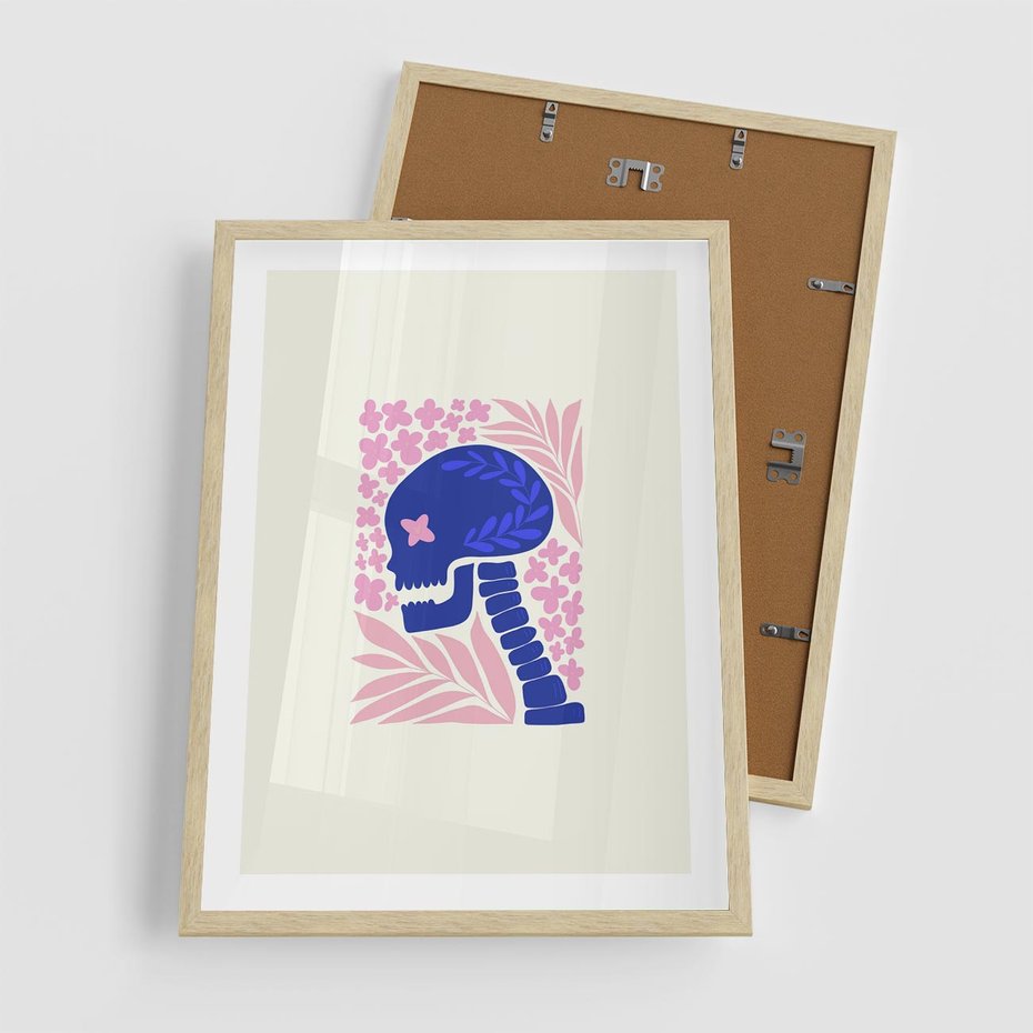 Plakat w ramie 50x70 - Żart z Czaszką - abstrakcja, sztuka nowoczesna - rama drewno