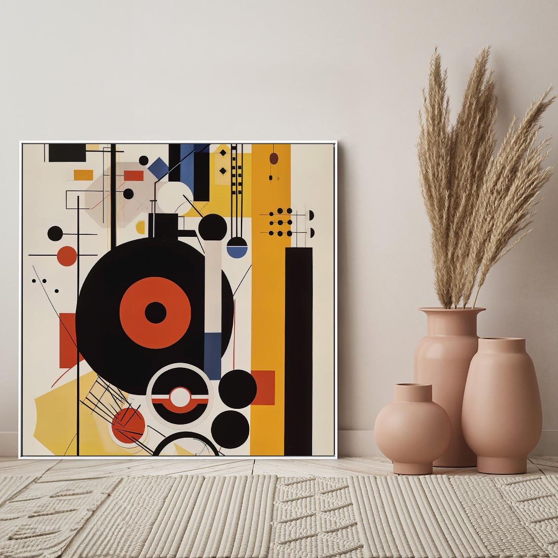 Obraz w ramie 50x50 - Wnętrza Refleksyjnego Światła - modernistyczny obraz, styl bauhaus - rama biała